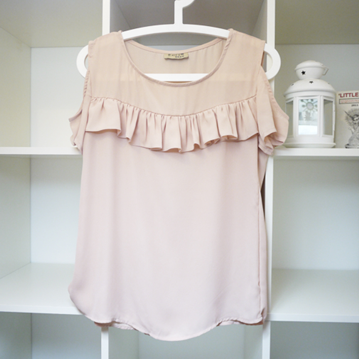 free shipping Smallerone co laciness sexy strapless chiffon t-shirt ruffle hem chiffon shirt