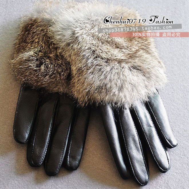 Free shipping Smarten women's genuine leather gloves klieg sheepskin gloves fur one piece women's fur gloves