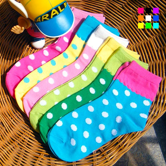 Free shipping Socks big dot candy color block decoration socks  20pair/lot