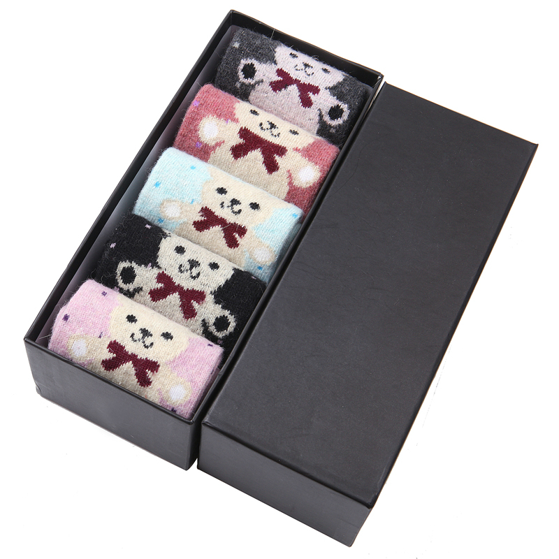 free  shipping   Socks female 100% cotton wool socks cartoon knee-high thickening socks  winter