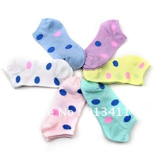 Free Shipping! socks summer dot  decoration 100% cotton sock women's sock slippers