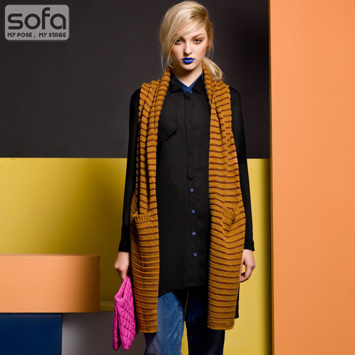 Free shipping Sofa sofa 2013 spring fashion personality stripe sleeveless sweater cardigan female sjxm0677