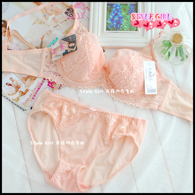 free  shipping Soft lace comfortable padded sidepiece broadened c cup underwear bra set 2
