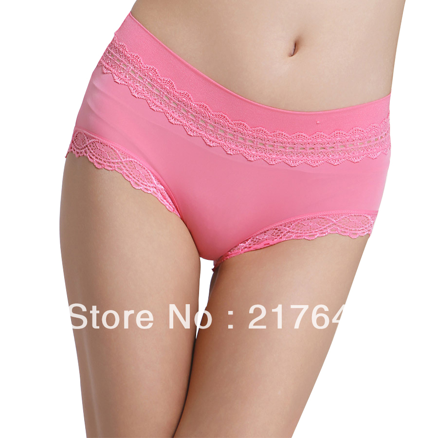 Free Shipping Solid Color Women's Lady's Female Sexy Panties Lace Panty Mid Waist Breifs Underwear