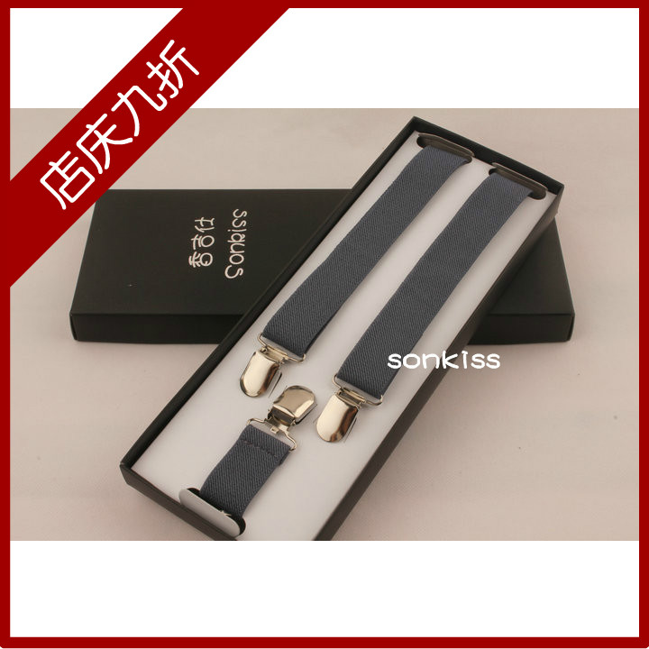 Free shipping Sonkiss solid color male women's suspenders spaghetti strap suspenders Y shape shoulder tape t dark gray