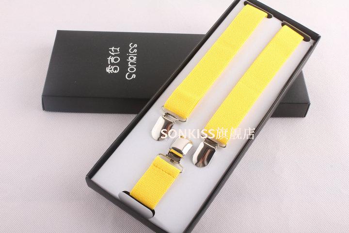 Free Shipping Sonkiss solid color male women's suspenders spaghetti strap suspenders Y shape shoulder tape t light yellow
