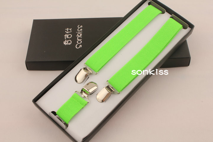 Free Shipping Sonkiss solid color male women's suspenders spaghetti strap suspenders Y shape shoulder tape t neon green