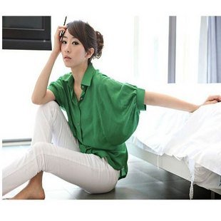 Free Shipping#South Korea's new bat sleeve chiffon blouse N011#