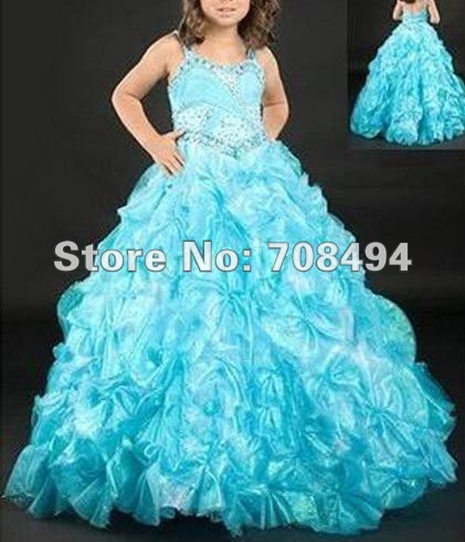 Free shipping spaghetti strap beautiful ruffle beading Flower Girl Dresses for the flower girl children-perfect gowns