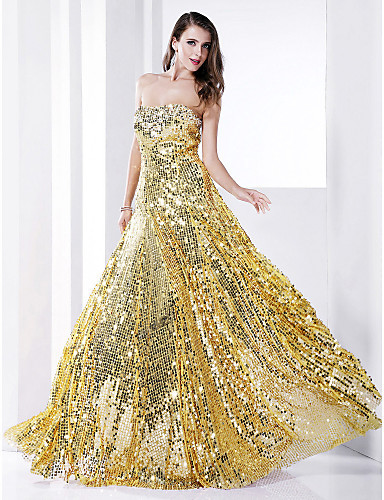 Free Shipping Sparkling Sexy Golden Sweetheart A Line Celebrity Red Carpet Dresses 2013