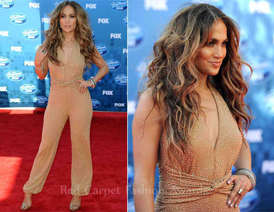 Free shipping Special Occasion Jennifer Lopez Jumpsuit Celebrity dress Party dress V-Neck Straight Ankle-Length Beaded Custome