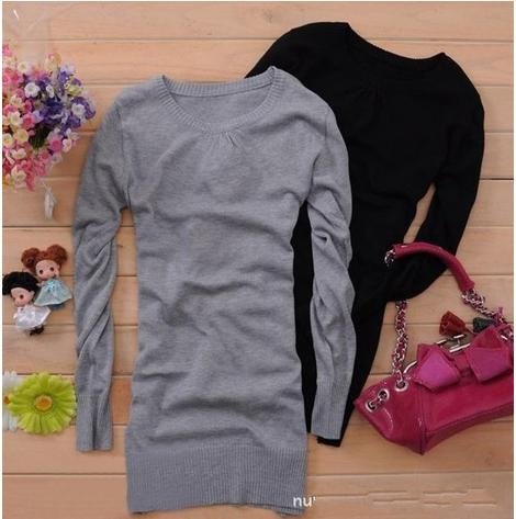 Free shipping special offer new autumn winter simple pure color long sleeve sweater dresses for women clothing 2012 FS00009