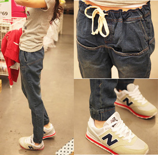 Free Shipping Spring 2013 fashion loose elastic fashionable casual all-match denim jeans female pants