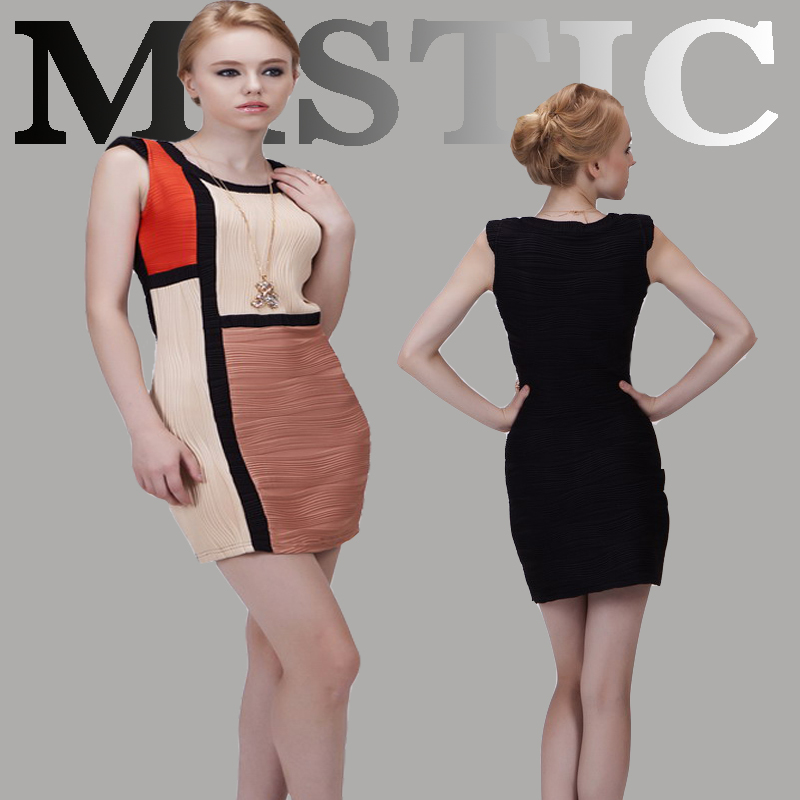 Free Shipping Spring 2013 New Fashion Sleeveless Round Neck Vintage Poka Mini Sexy Casual Club  Dresses For Women