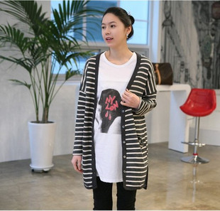 Free shipping Spring and autumn fashion maternity clothing stripe maternity cardigan top outerwear YF-052