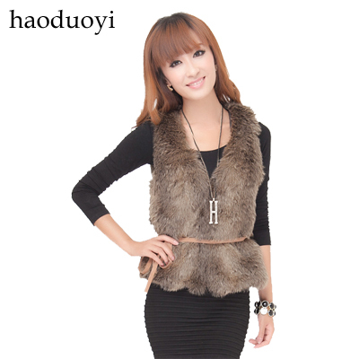 Free Shipping Spring and Autumn new Europe and the United States Department of Women suede with dark brown fur vest