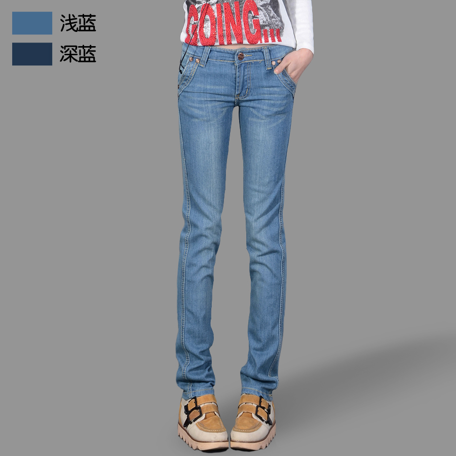 Free shipping Spring and autumn plus size loose jeans female small straight pants denim trousers 1211
