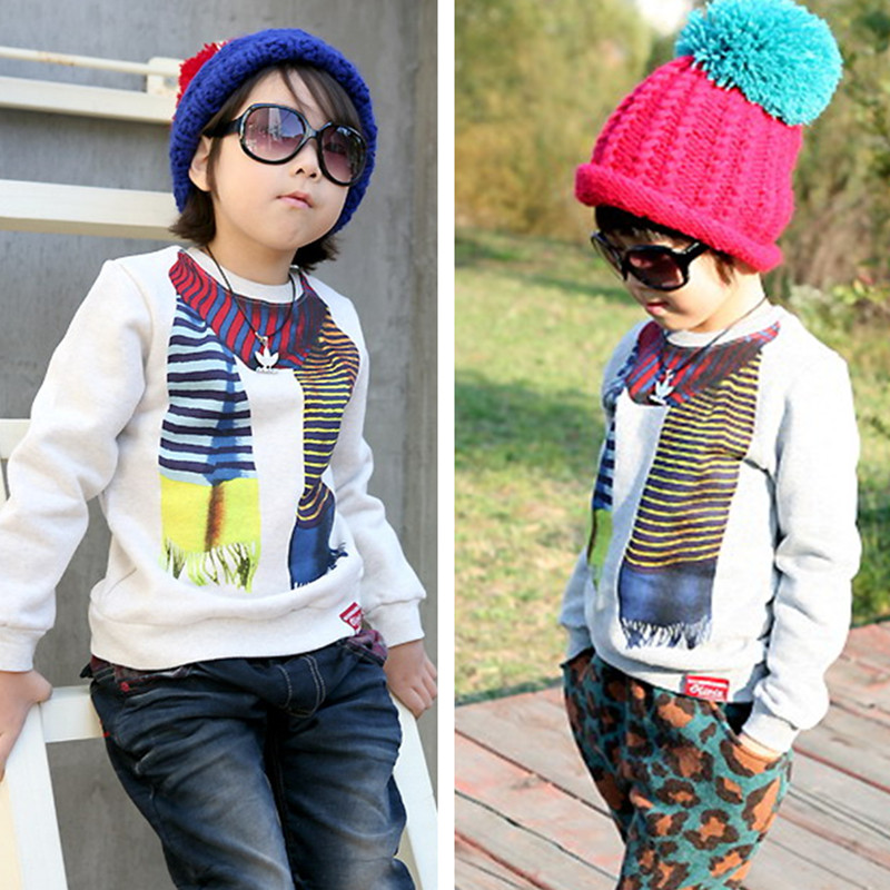 Free shipping Spring and autumn scarf child print o-neck long-sleeve sweatshirt