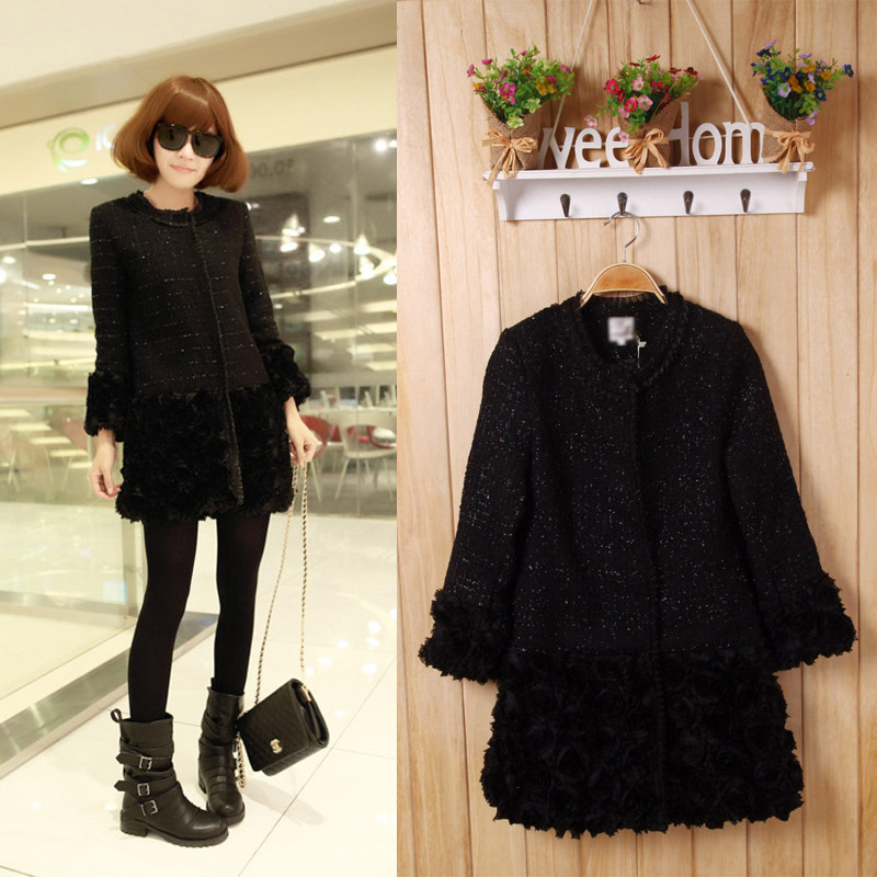Free shipping spring and autumn small three-dimensional lace flower outerwear Women's coat