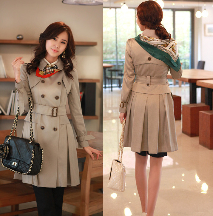 free shipping Spring and autumn women's sz slim double breasted long design trench autumn women outerwear female 659