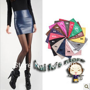 Free shipping Spring and Summer Fashion PU Soft Sheepskin High Waist Bust Skirt Slim Hip Skirt Leather Short Skirt Step Skirt