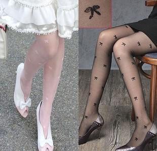 free shipping Spring and summer stockings bow bag wire pantyhose socks underwear ultra-thin stockings black-and-white 1105-h