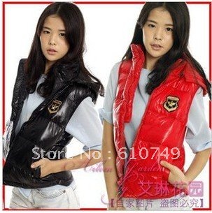 Free Shipping Spring Autumn and Winter New Korean Fashion Bright Light Skin Surface Down Cotton Vest