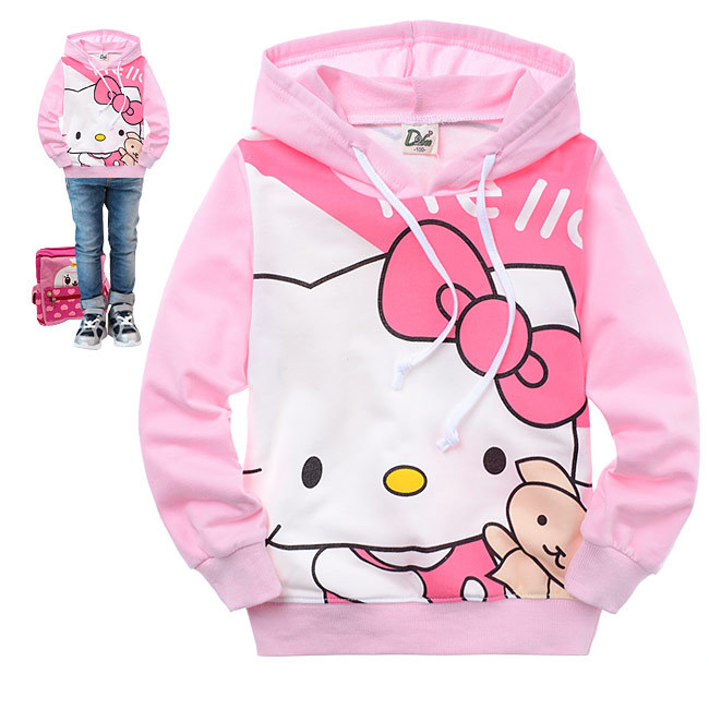 Free Shipping Spring children's clothing cartoon kitty 100% cotton sweatshirt spring t-shirt