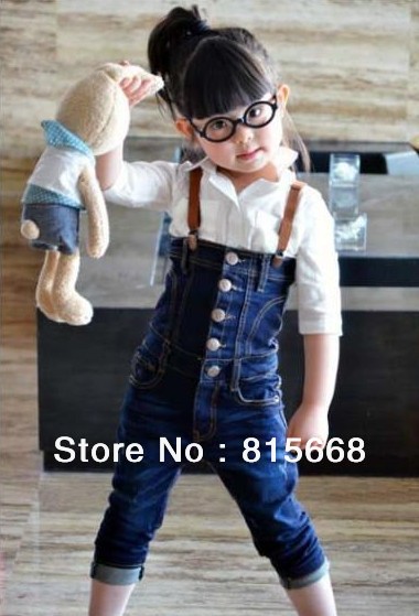 Free shipping spring Children's Clothing overalls infant jeans girl one-piece overalls