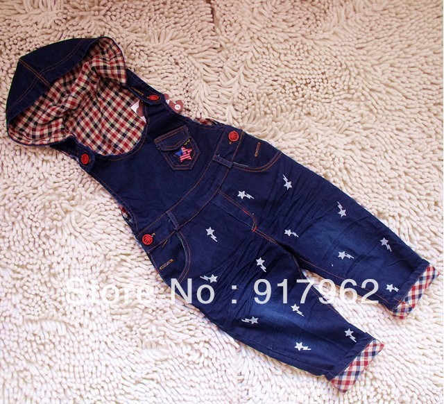 Free shipping  spring Children's Clothing  Overalls   New listing P2259 star patterns for boys and girls Jeans overalls