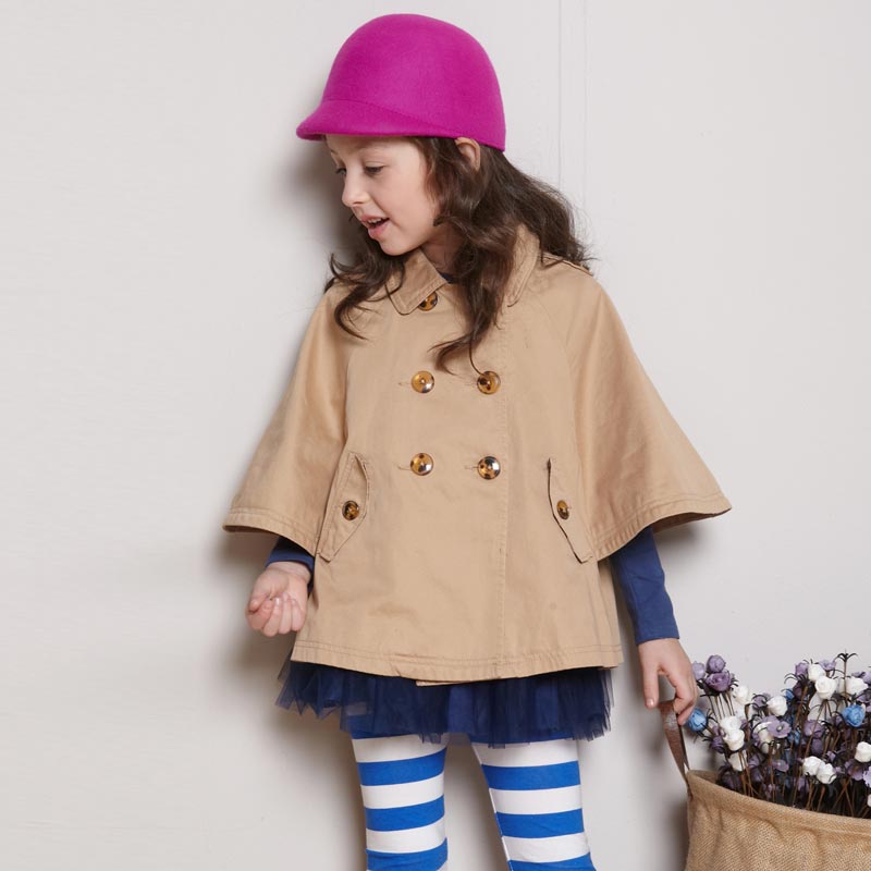 Free shipping Spring female child cloak trench outerwear double breasted trench child MECOX LANE children's clothing