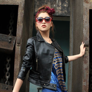 Free shipping Spring leather clothing all-match slim short design small leather clothing
