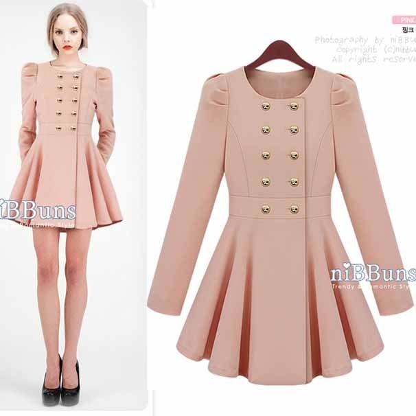 Free Shipping Spring long-sleeve outerwear fresh elegant ol slim waist double breasted expansion bottom basic one-piece  trench