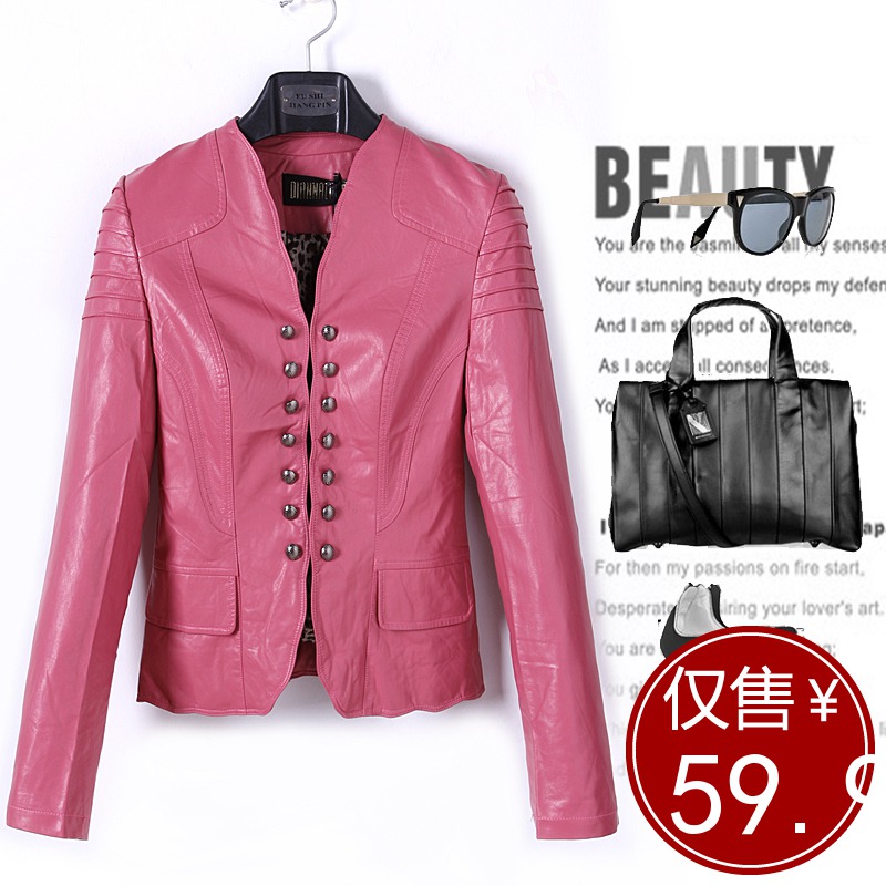 Free shipping! Spring long-sleeve slim outerwear PU motorcycle jacket women's leather clothing female 8016