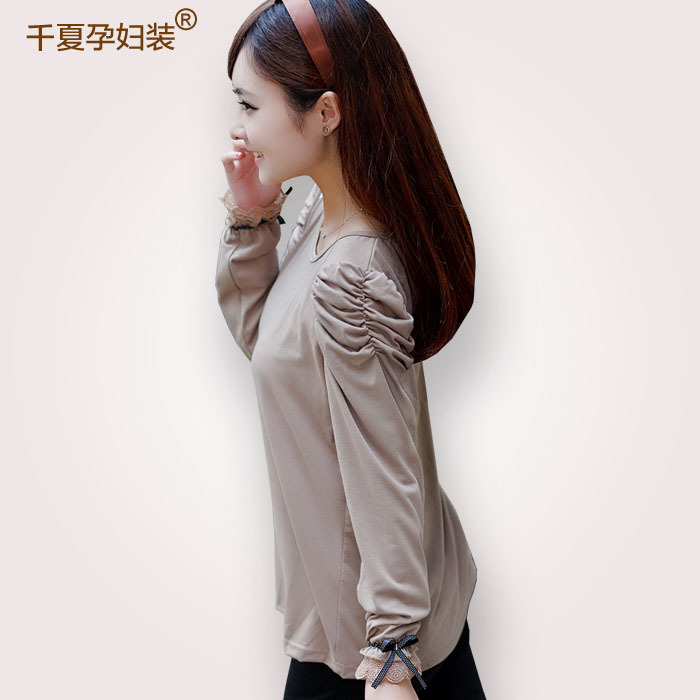 Free shipping Spring maternity clothing fashion clothes autumn and winter o-neck puff sleeve shirt basic t-shirt