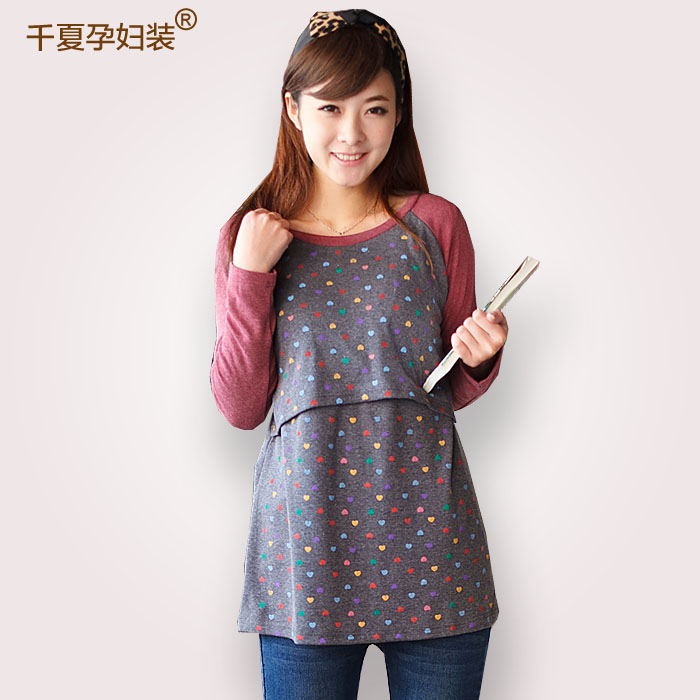 Free shipping Spring maternity feeding nursing clothing fashion clothes long-sleeve T-shirt