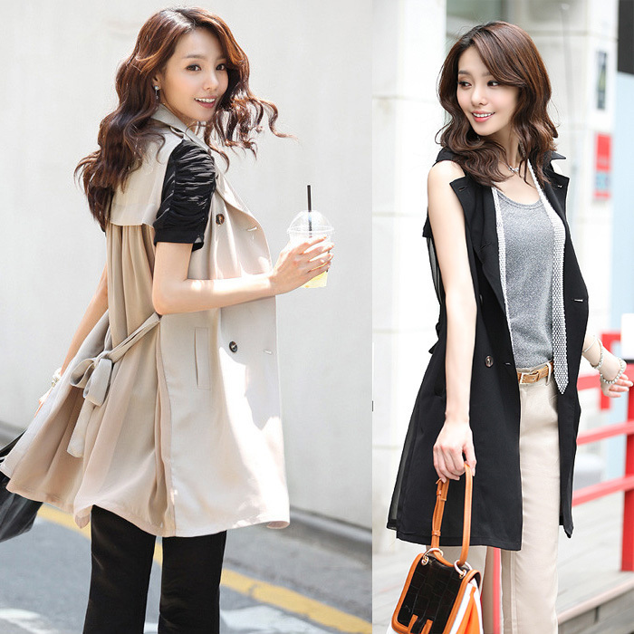 free shipping,  spring new arrival elegant sleeveless trench overcoat outerwear women's 1816