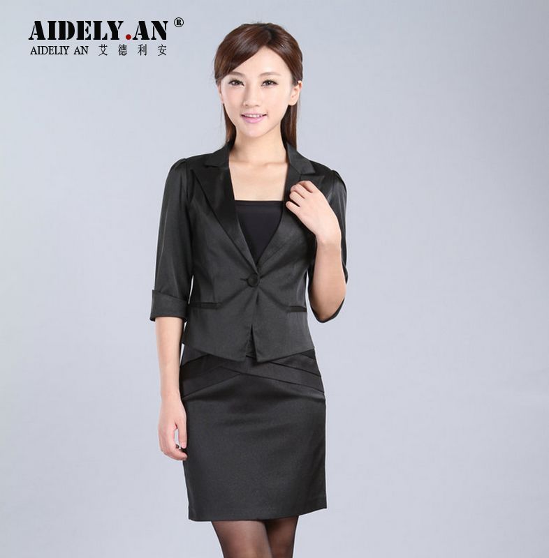 free shipping Spring new arrival fashion three quarter sleeve blazer dress set work wear