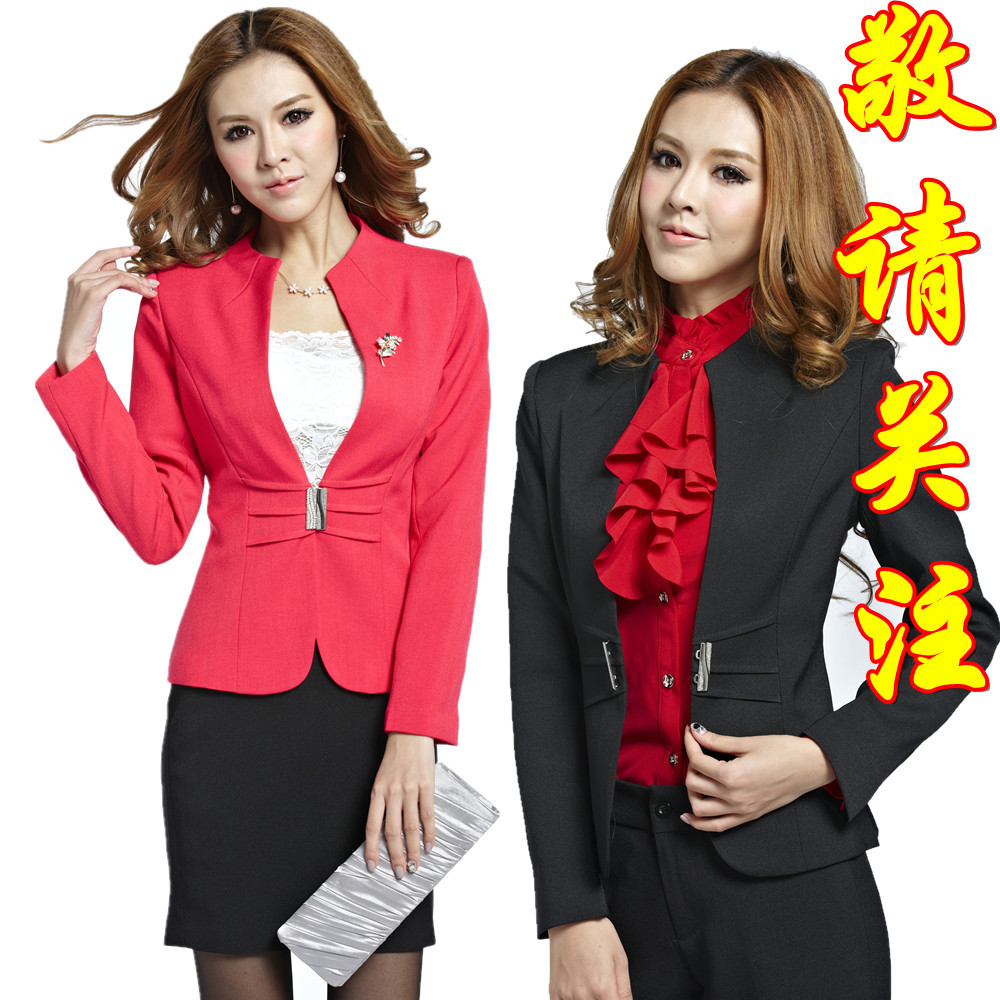 Free shipping Spring ol work wear women's set fashion professional set formal skirt mei red suit