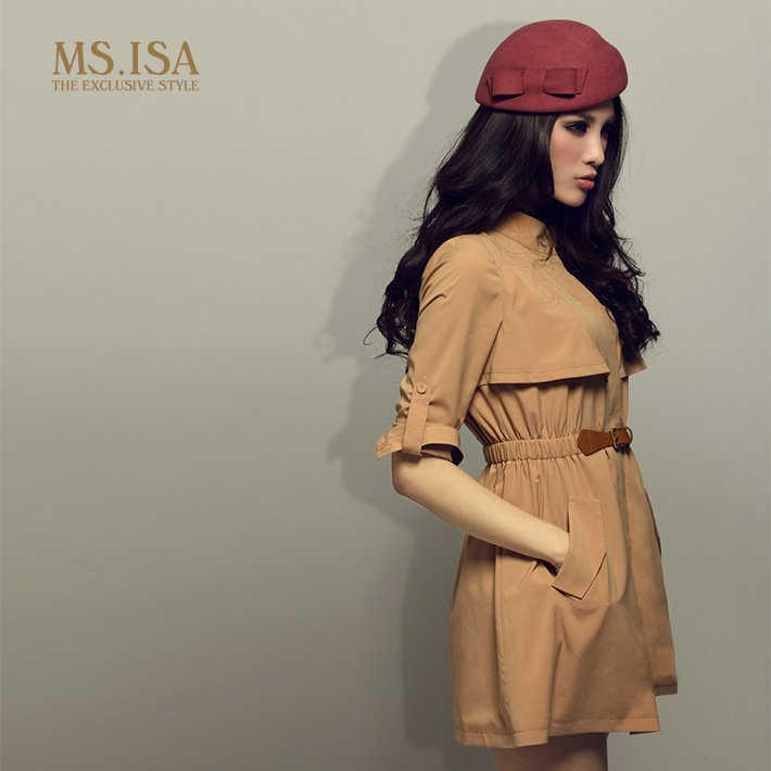 Free Shipping Spring outerwear 2012 three quarter sleeve slim elastic fabric thin trench female