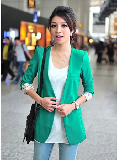 Free Shipping Spring Outerwear 2013 Candy Color Elegant Collarless OL Blazer One Button Suit Female Jacket WN23