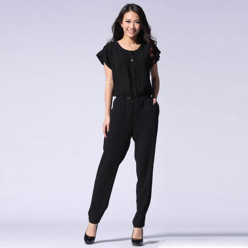 Free Shipping!  Spring plus size jumpsuit 2013 women's short-sleeve jumpsuit slim bodysuit