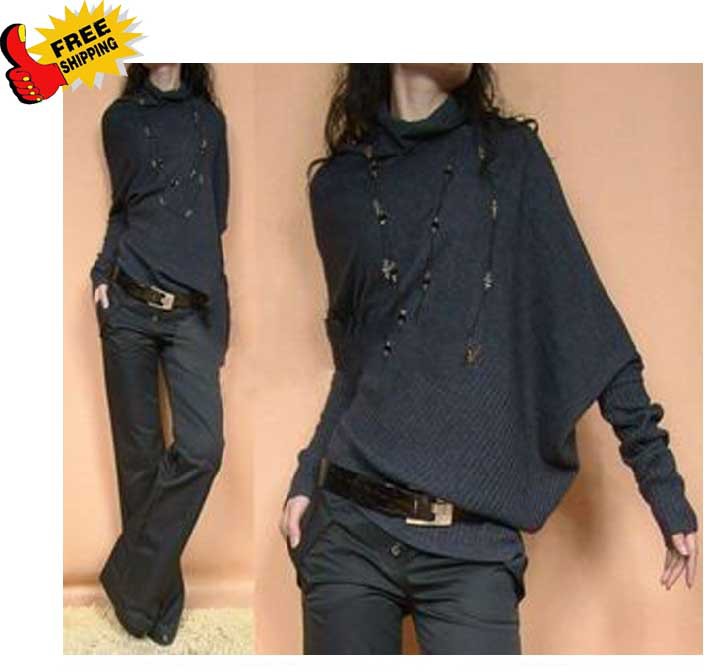 Free shipping Star style top 2012 plus size loose batwing sleeve sweater female outerwear