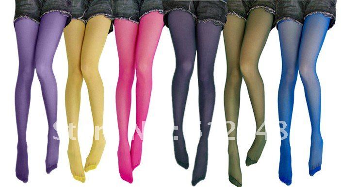 Free shipping stockings ultra-thin candy color stockings rompers Core-spun Yarn