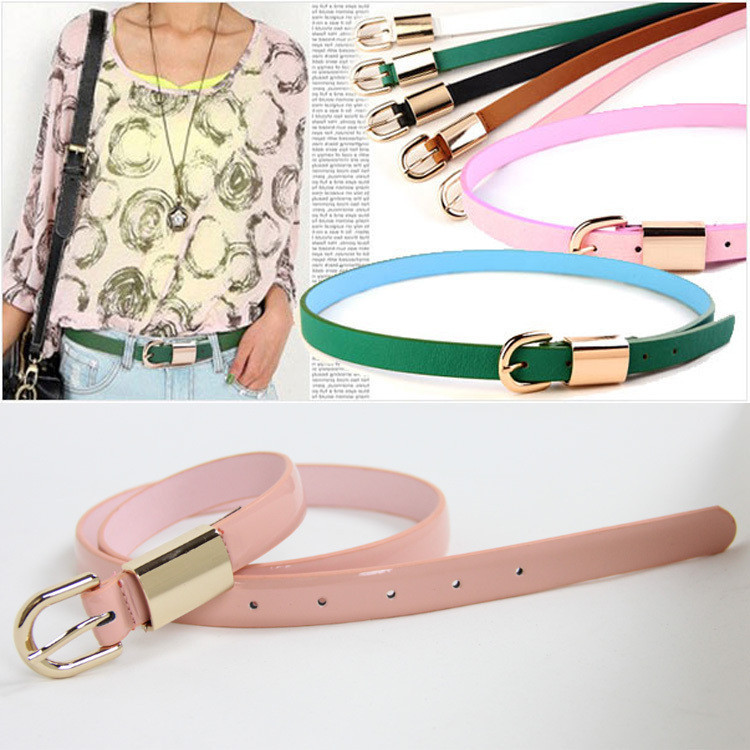 Free Shipping Strap paint patent leather female belt mirror pin buckle brief all-match thin belt