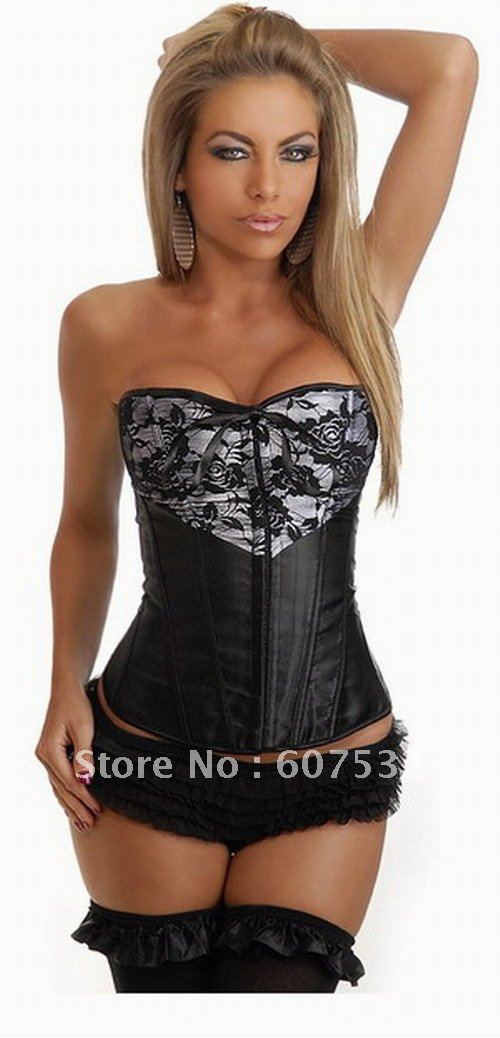 Free shipping!  strapless corset, sexy lingerie, leather corset, sexy bustier, clubbing, garter,wholesale or retail