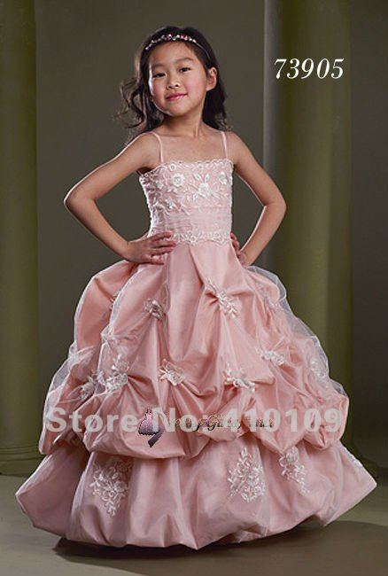 Free Shipping Straps Squined Organza Embroidery RMG 075 Flower Girl Dress /Child Dress/Ball Gown Dresses/ girls' gown