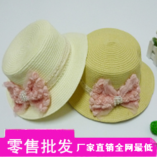 FREE SHIPPING Straw braid hat female beach hat summer sunbonnet lace bow ccia cap fedoras sun hat