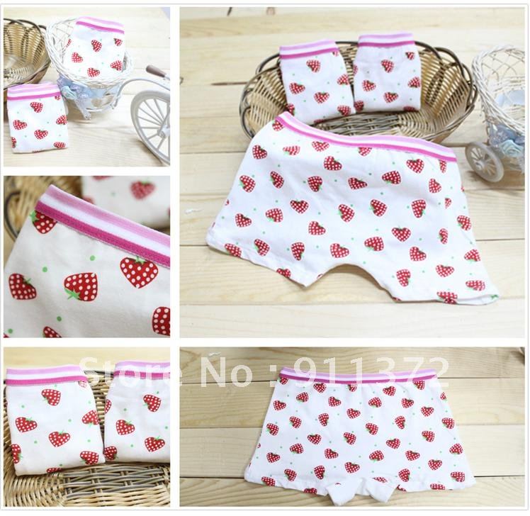 Free shipping Strawberry pattern of children's underwear girls cotton boxer underwear