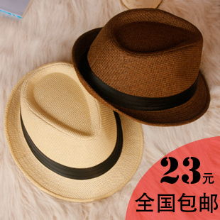 Free shipping Strawhat male female fashion hat dome fedoras jazz hat beach cap